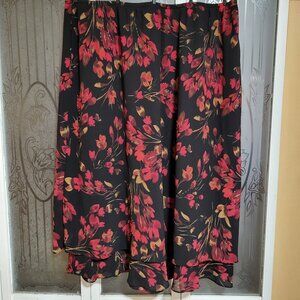 JM Collection Maxi Floral Front Beaded Stretch Waist Skirt